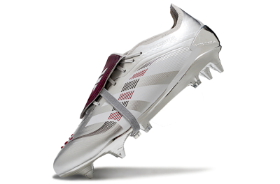 Adidas Predator 25 Elite Foldover Tongue SG Soft Ground Soccer Cleats - Silver/Black/Red