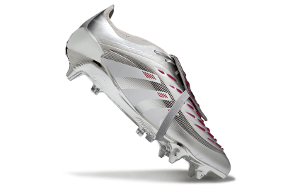 Adidas Predator 25 Elite Foldover Tongue SG Soft Ground Soccer Cleats - Silver/Black/Red