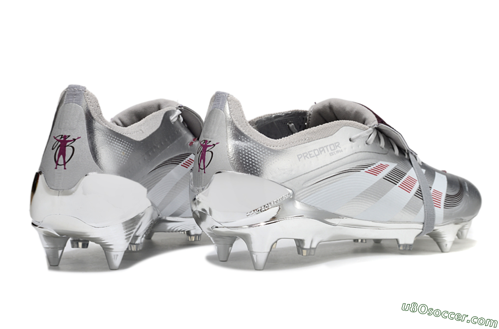 Adidas Predator 25 Elite Foldover Tongue SG Soft Ground Soccer Cleats - Silver/Black/Red 6
