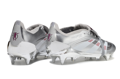 Adidas Predator 25 Elite Foldover Tongue SG Soft Ground Soccer Cleats - Silver/Black/Red