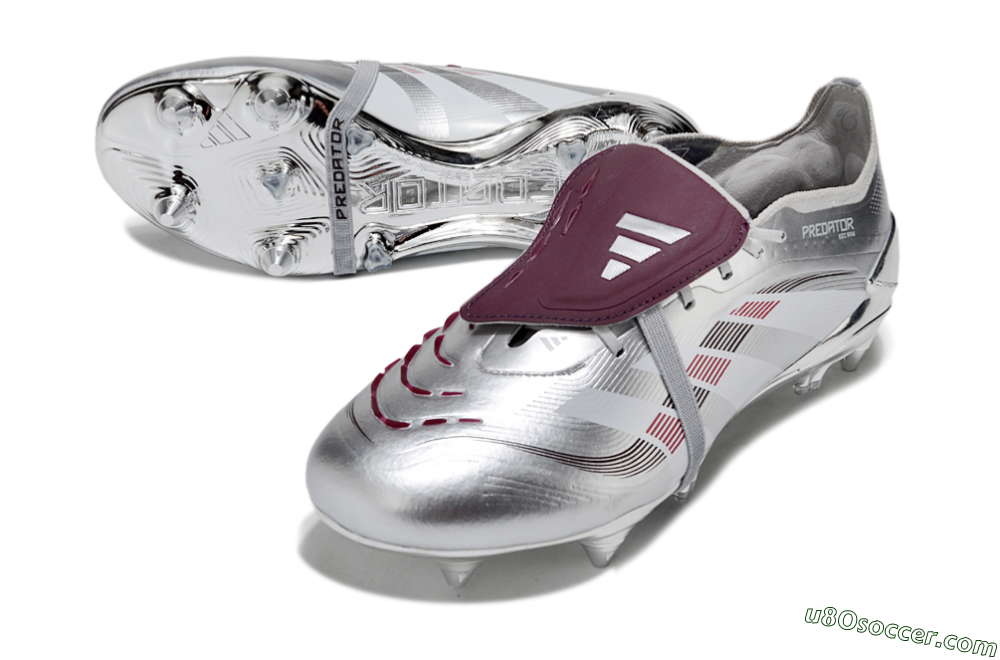 Adidas Predator 25 Elite Foldover Tongue SG Soft Ground Soccer Cleats - Silver/Black/Red 3
