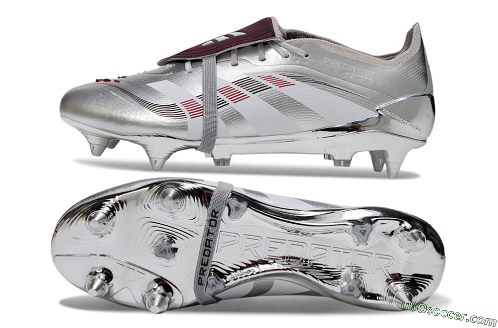 Adidas Predator 25 Elite Foldover Tongue SG Soft Ground Soccer Cleats - Silver/Black/Red 0