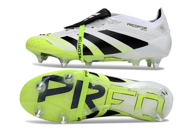Adidas 25 Predator Elite Foldover Tongue SG Soft Ground Soccer Cleats - White/Yellow/Black