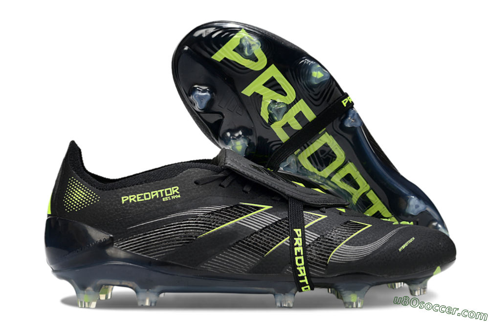 Adidas Predator 25 Elite Foldover Tongue FG Firm Ground Soccer Cleats - Black/Silver/Yellow 1