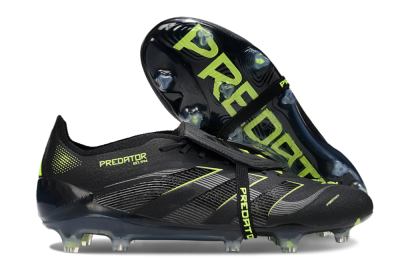 Adidas Predator 25 Elite Foldover Tongue FG Firm Ground Soccer Cleats - Black/Silver/Yellow