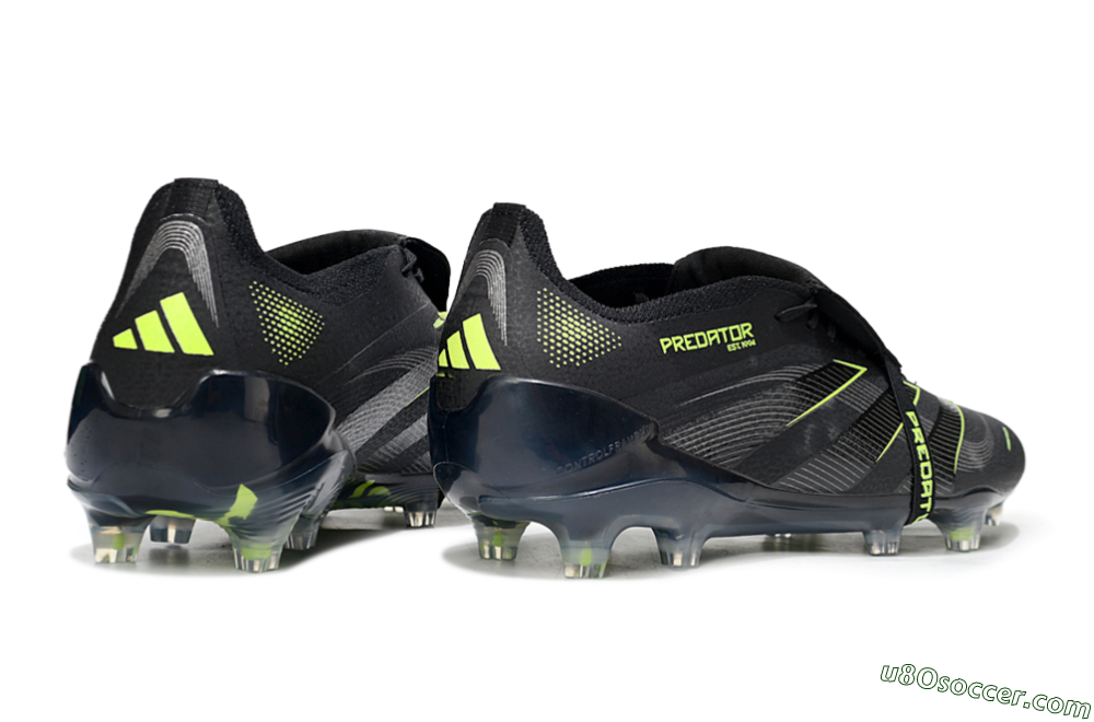 Adidas Predator 25 Elite Foldover Tongue FG Firm Ground Soccer Cleats - Black/Silver/Yellow 6