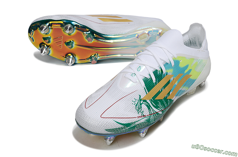 Adidas F50 Elite SG Soft Ground Soccer Cleats - White/Green/Gold 3