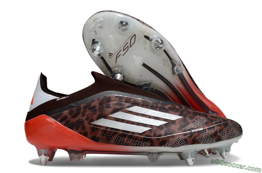 Adidas F50 Elite Laceless SG Soft Ground Soccer Cleats - Leopard/Red/Silver 1