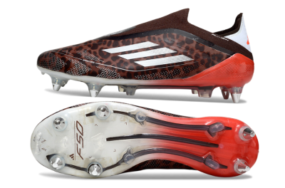 Adidas F50 Elite Laceless SG Soft Ground Soccer Cleats - Leopard/Red/Silver