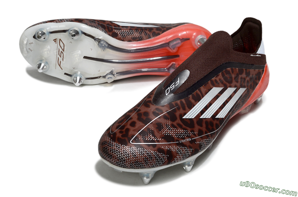 Adidas F50 Elite Laceless SG Soft Ground Soccer Cleats - Leopard/Red/Silver 3