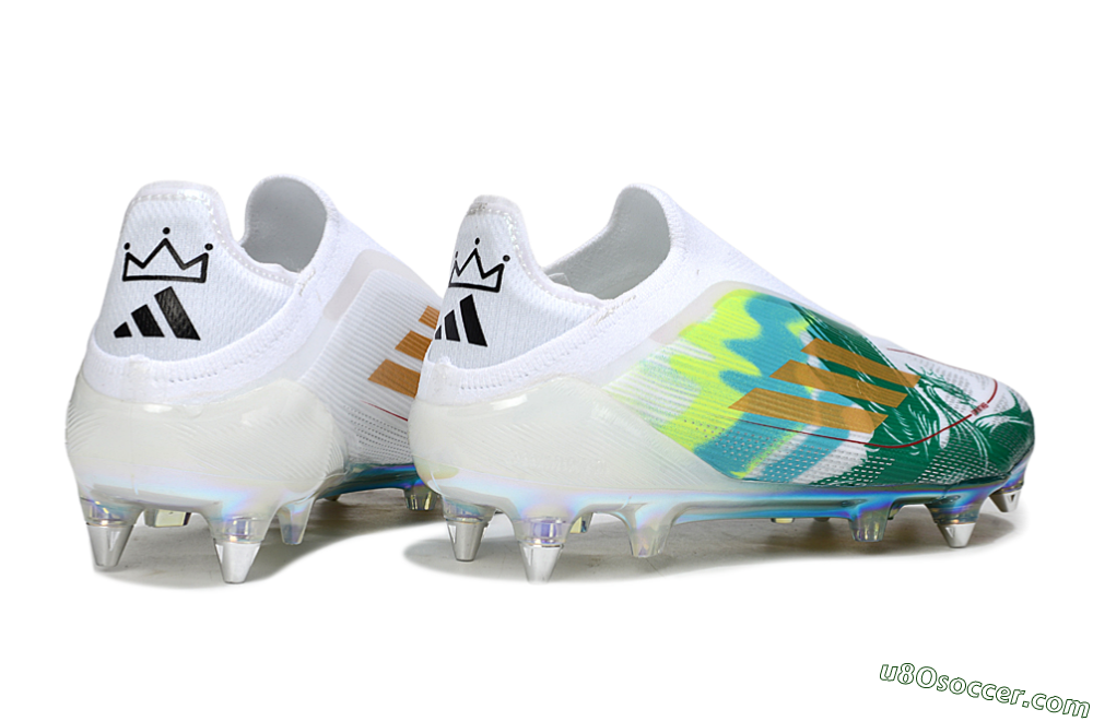 Adidas F50 Elite Laceless SG Soft Ground Soccer Cleats - White/Green/Gold 6
