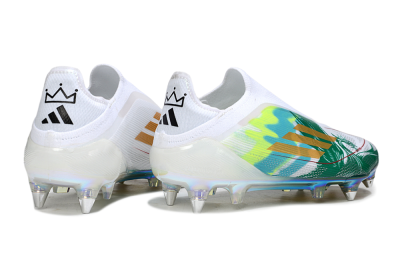 Adidas F50 Elite Laceless SG Soft Ground Soccer Cleats - White/Green/Gold