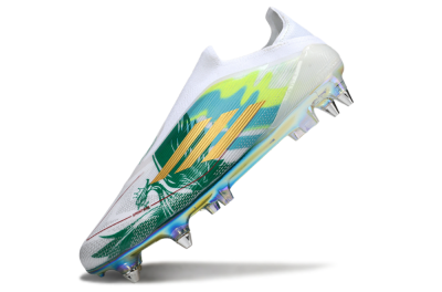Adidas F50 Elite Laceless SG Soft Ground Soccer Cleats - White/Green/Gold