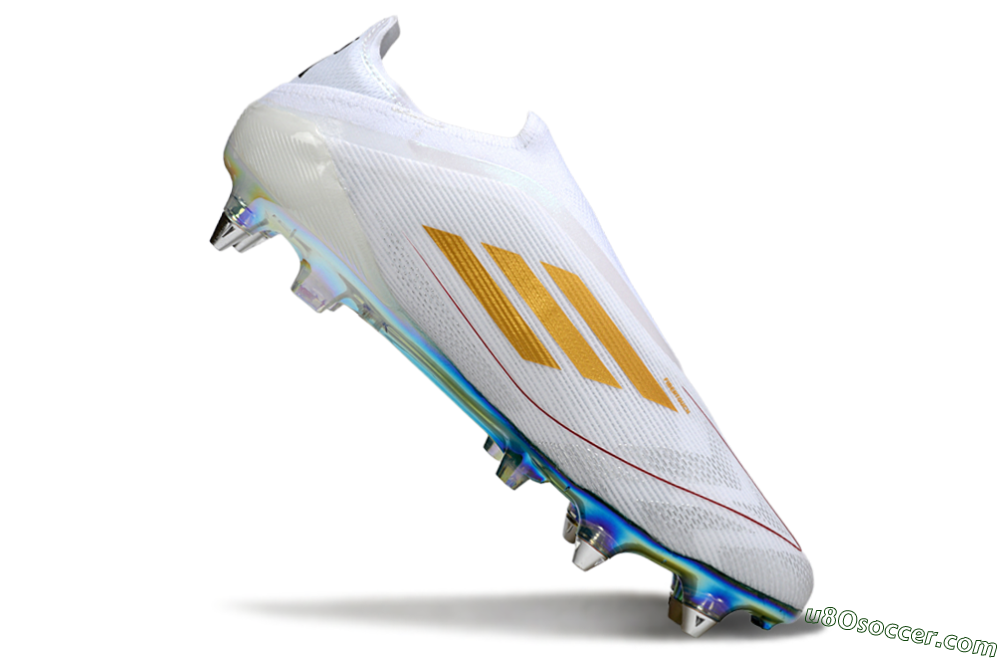 Adidas F50 Elite Laceless SG Soft Ground Soccer Cleats - White/Green/Gold 4