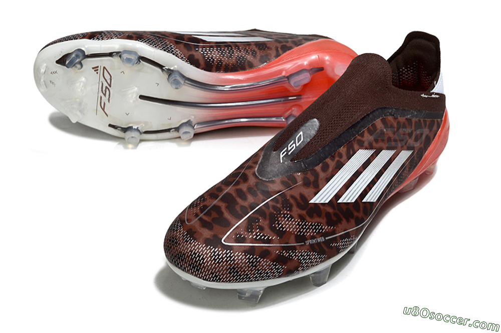 Adidas F50 Elite Laceless FG Firm Ground Soccer Cleats - Leopard/Red/Silver 3