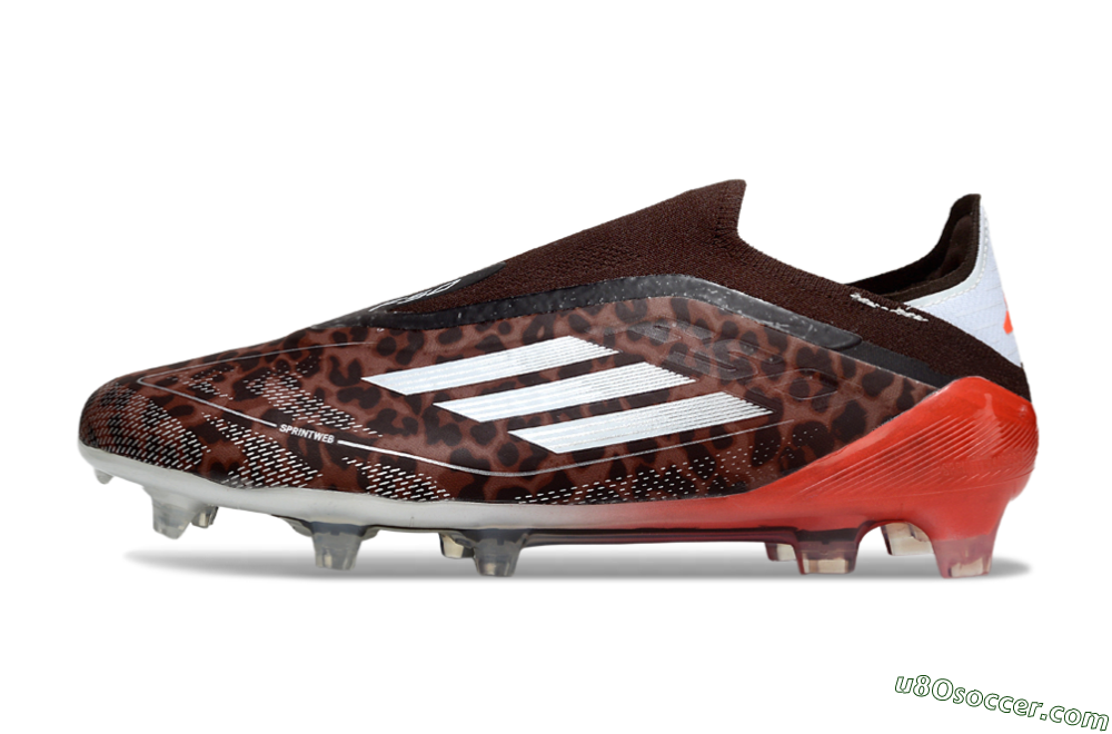 Adidas F50 Elite Laceless FG Firm Ground Soccer Cleats - Leopard/Red/Silver 2