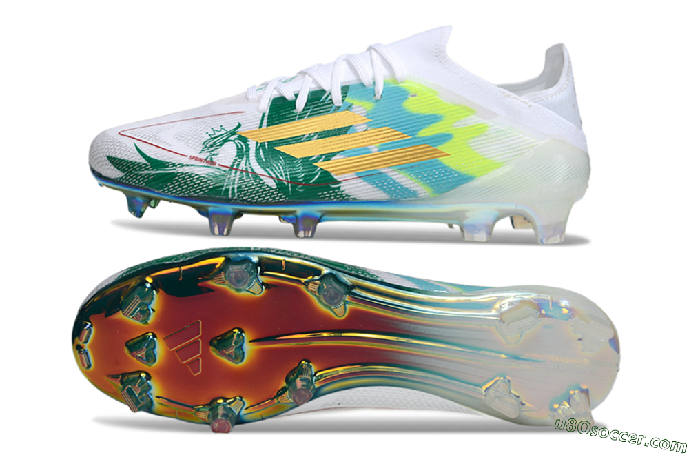 Adidas F50 Elite FG Firm Ground Soccer Cleats - White/Green/Gold 0