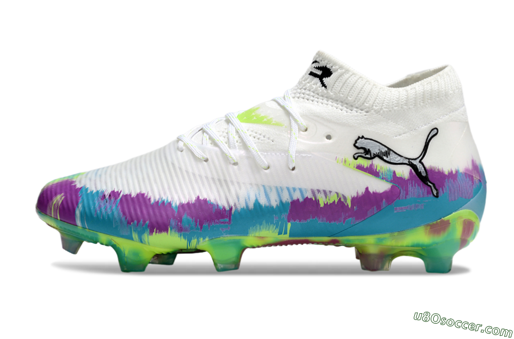 Puma Future 8 Ultimate FG Firm Ground Soccer Cleats - White/Purple/Yellow/Blue 2
