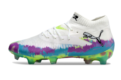 Puma Future 8 Ultimate FG Firm Ground Soccer Cleats - White/Purple/Yellow/Blue