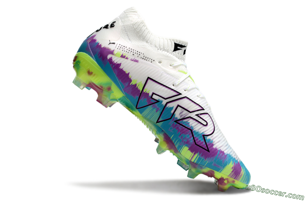 Puma Future 8 Ultimate FG Firm Ground Soccer Cleats - White/Purple/Yellow/Blue 4