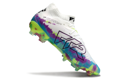 Puma Future 8 Ultimate FG Firm Ground Soccer Cleats - White/Purple/Yellow/Blue