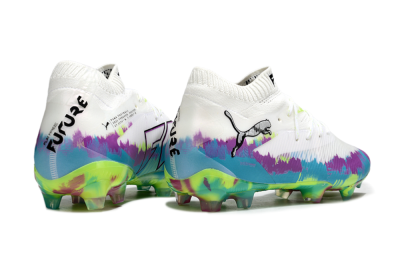 Puma Future 8 Ultimate FG Firm Ground Soccer Cleats - White/Purple/Yellow/Blue