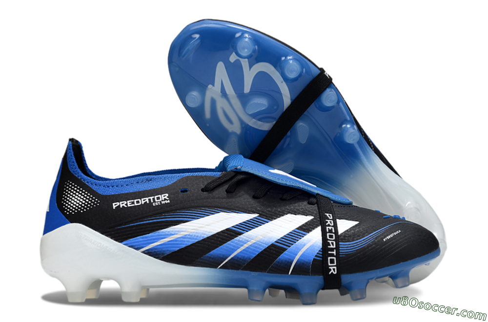 Adidas Predator 25 Elite Foldover Tongue FG Firm Ground Soccer Cleats - Black/White/Blue 1