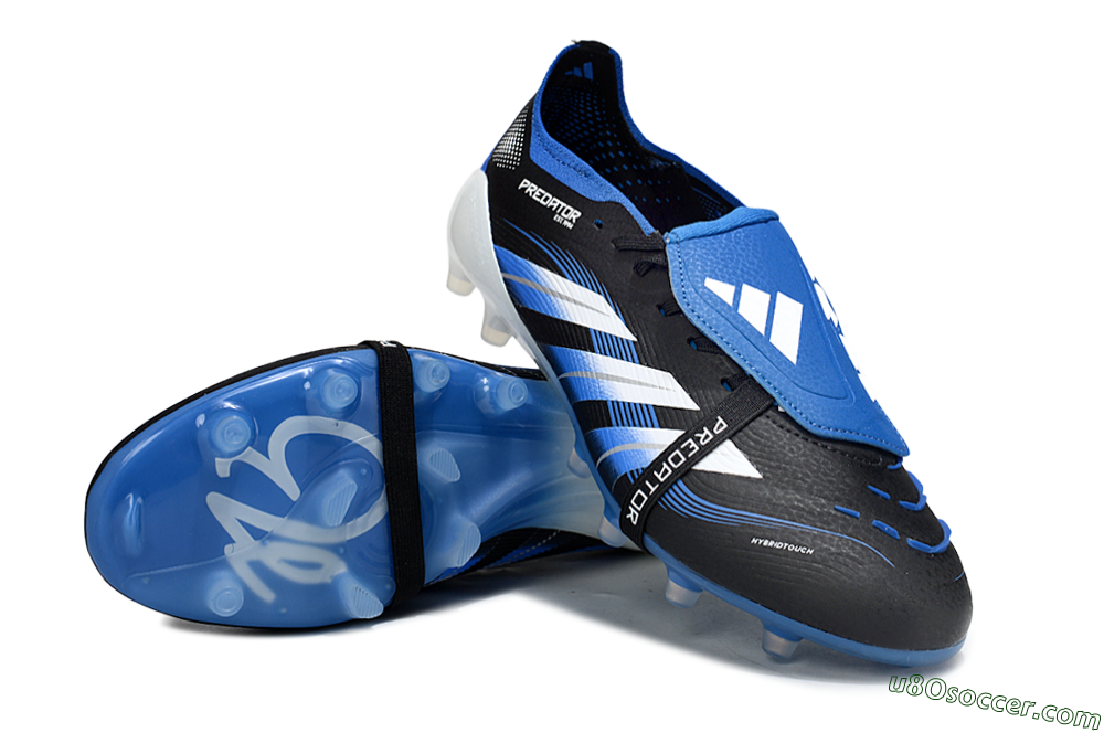 Adidas Predator 25 Elite Foldover Tongue FG Firm Ground Soccer Cleats - Black/White/Blue 3