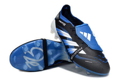 Adidas Predator 25 Elite Foldover Tongue FG Firm Ground Soccer Cleats - Black/White/Blue