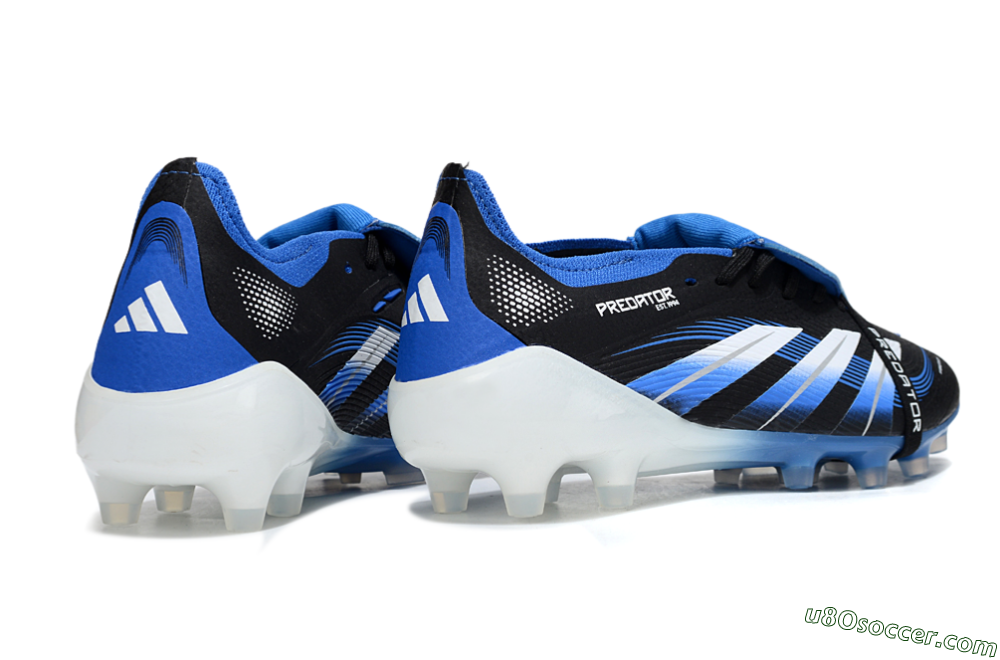 Adidas Predator 25 Elite Foldover Tongue FG Firm Ground Soccer Cleats - Black/White/Blue 6