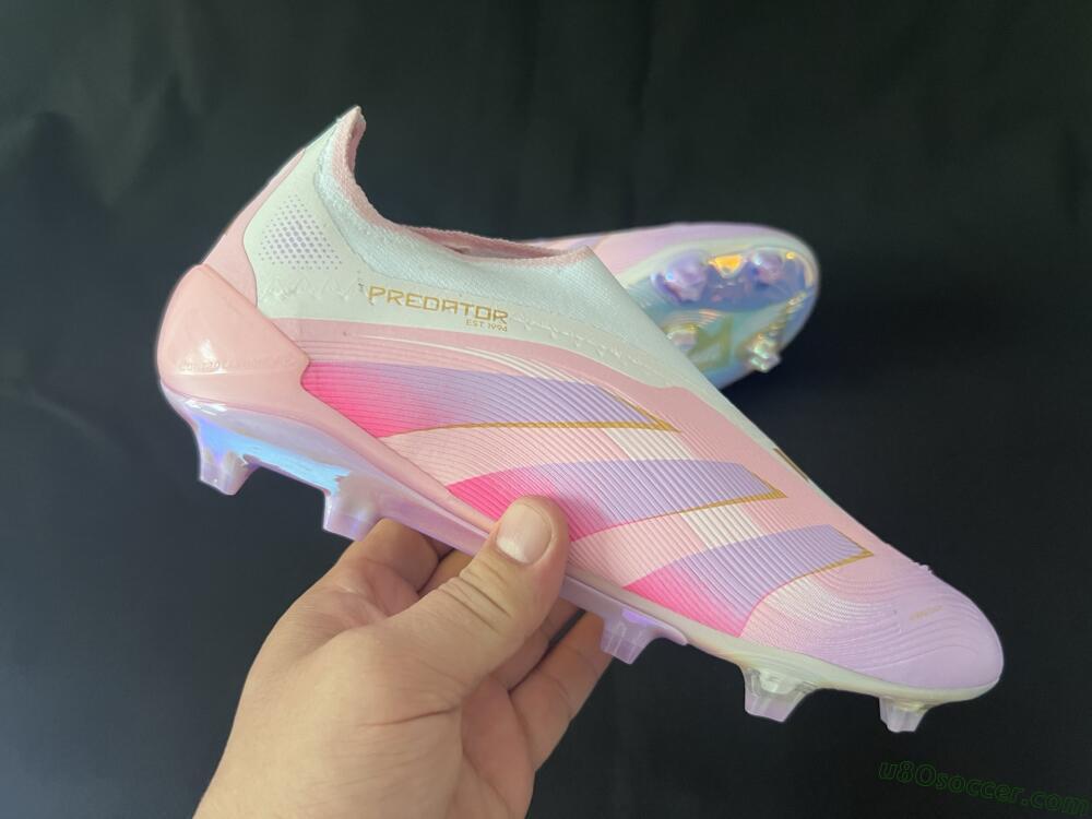 Adidas Predator 25 Elite Laceless FG Firm Ground Soccer Cleats - Pink/Purple/Gold
