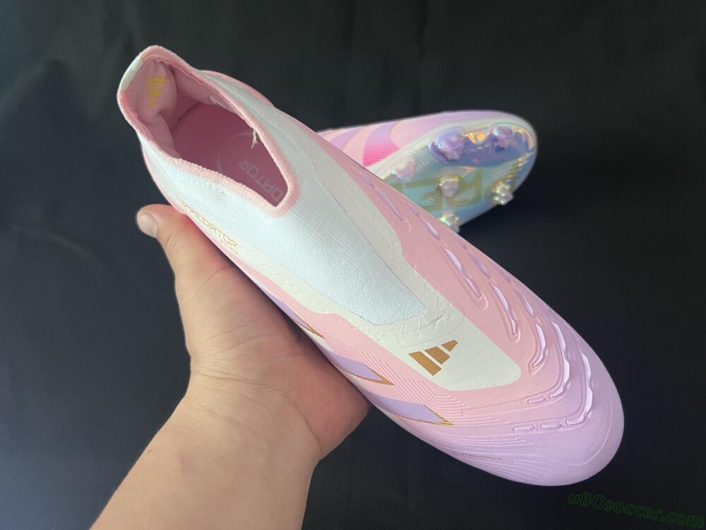Adidas Predator 25 Elite Laceless FG Firm Ground Soccer Cleats - Pink/Purple/Gold