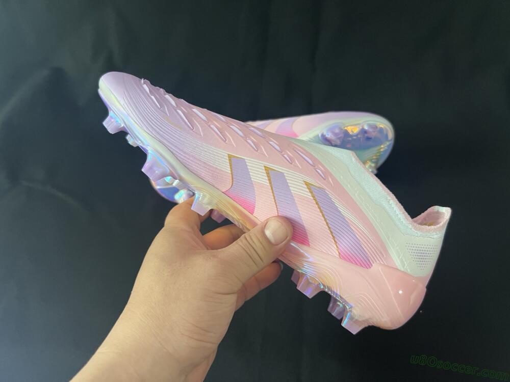 Adidas Predator 25 Elite Laceless FG Firm Ground Soccer Cleats - Pink/Purple/Gold