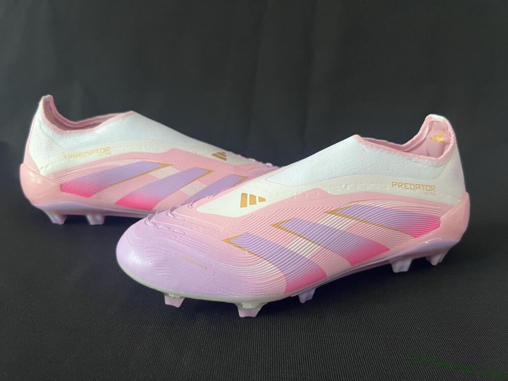 Adidas Predator 25 Elite Laceless FG Firm Ground Soccer Cleats - Pink/Purple/Gold
