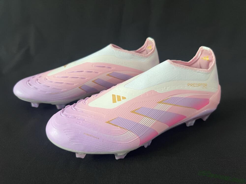 Adidas Predator 25 Elite Laceless FG Firm Ground Soccer Cleats - Pink/Purple/Gold