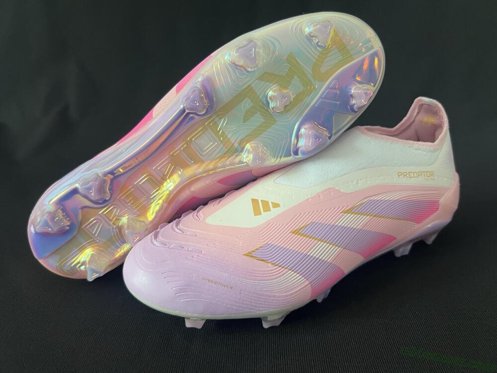Adidas Predator 25 Elite Laceless FG Firm Ground Soccer Cleats - Pink/Purple/Gold