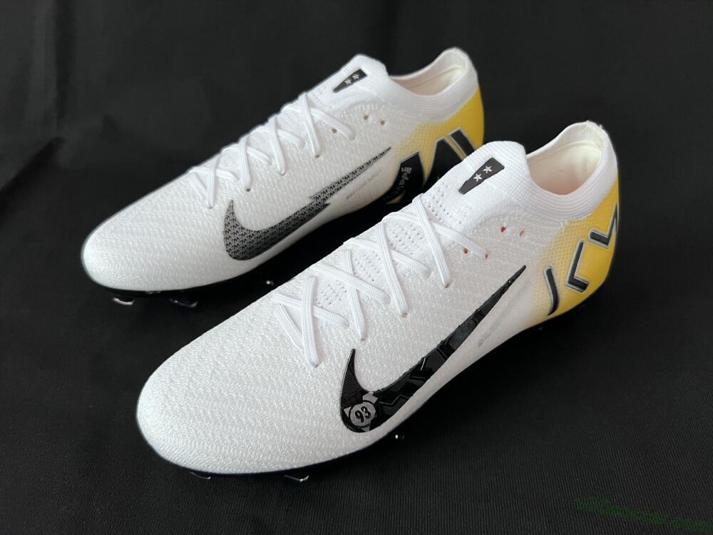 KM x Nike Air Zoom Mercurial Vapor 16 Elite FG Firm Ground Soccer Cleats - White/Black/Yellow