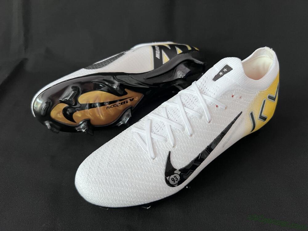 KM x Nike Air Zoom Mercurial Vapor 16 Elite FG Firm Ground Soccer Cleats - White/Black/Yellow