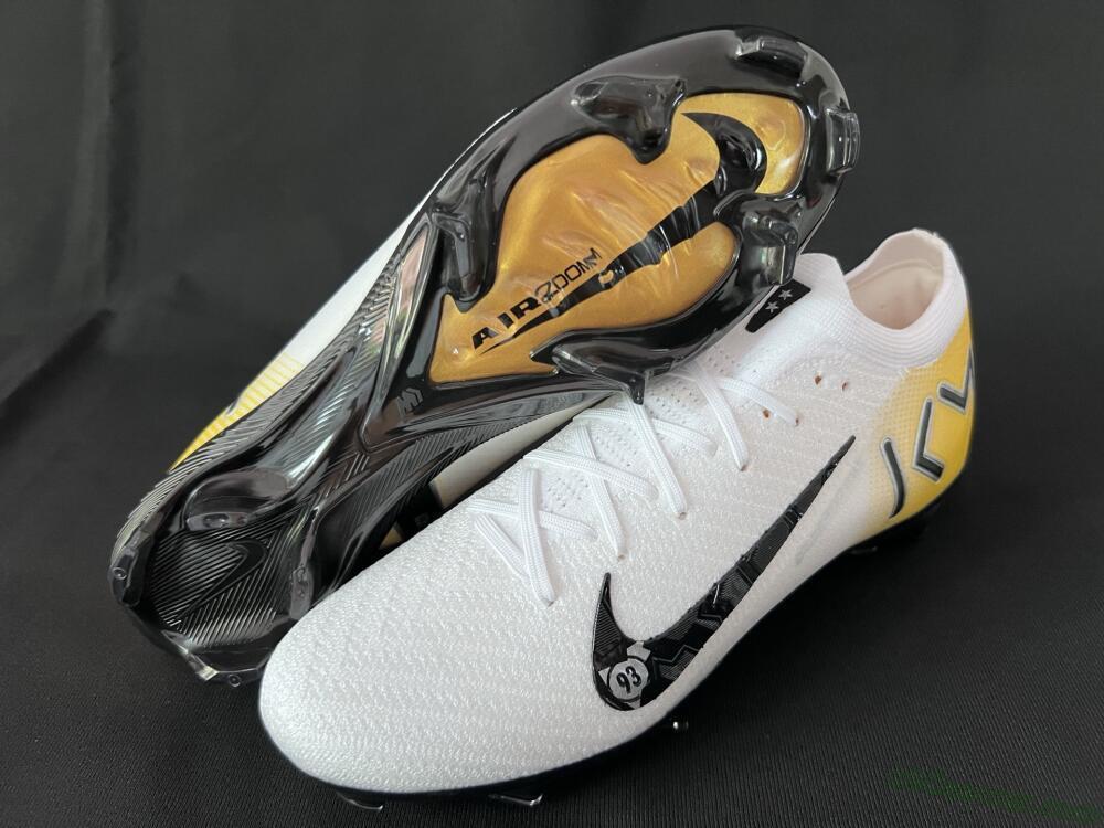 KM x Nike Air Zoom Mercurial Vapor 16 Elite FG Firm Ground Soccer Cleats - White/Black/Yellow