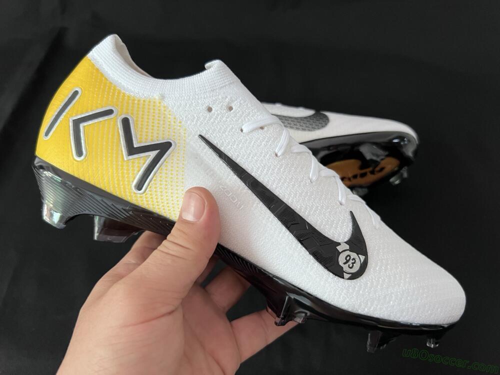 KM x Nike Air Zoom Mercurial Vapor 16 Elite FG Firm Ground Soccer Cleats - White/Black/Yellow