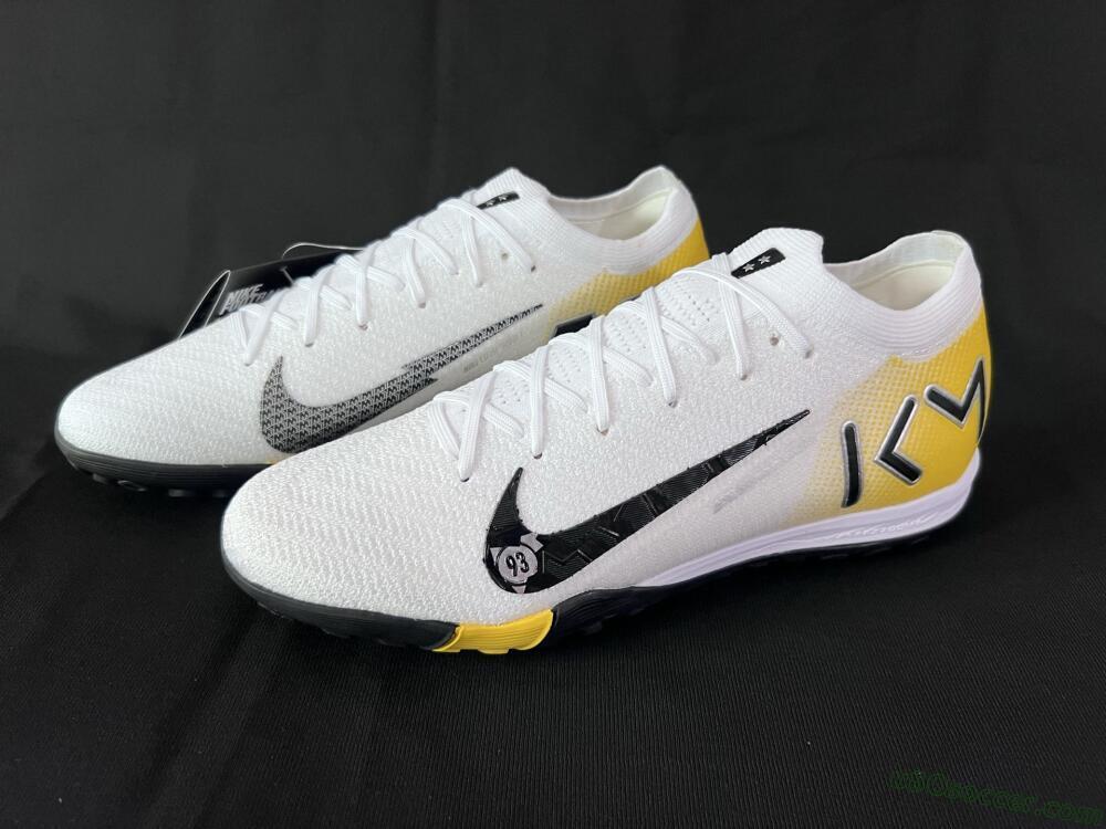 KM x Nike Air Zoom Mercurial Vapor 16 Elite TF Artificial Turf Soccer Shoes - White/Black/Yellow