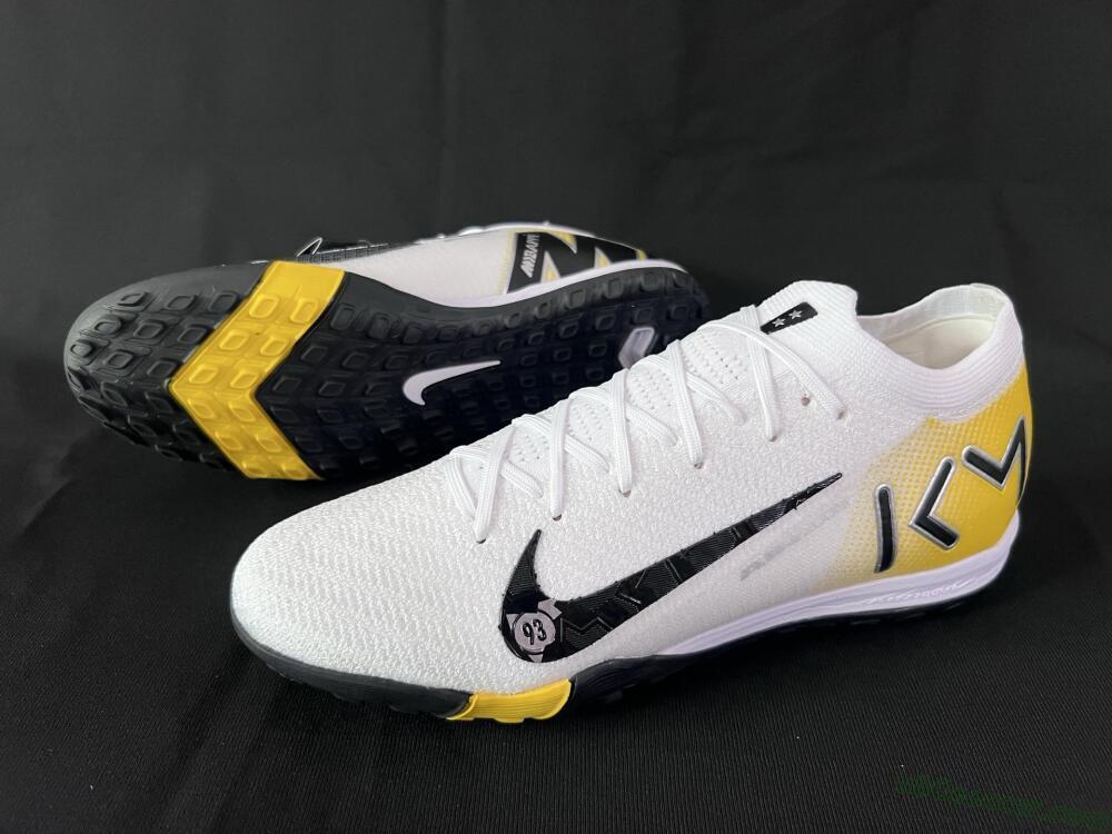 KM x Nike Air Zoom Mercurial Vapor 16 Elite TF Artificial Turf Soccer Shoes - White/Black/Yellow