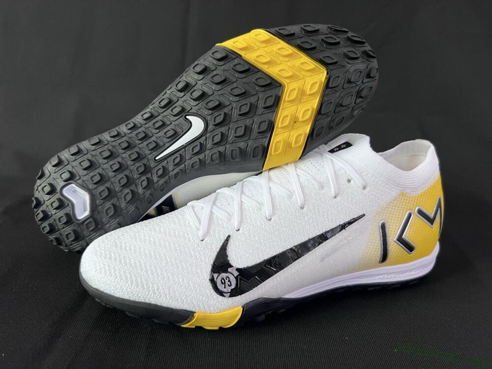 KM x Nike Air Zoom Mercurial Vapor 16 Elite TF Artificial Turf Soccer Shoes - White/Black/Yellow