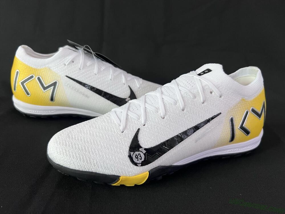 KM x Nike Air Zoom Mercurial Vapor 16 Elite TF Artificial Turf Soccer Shoes - White/Black/Yellow