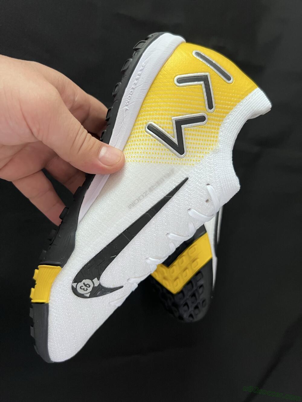 KM x Nike Air Zoom Mercurial Vapor 16 Elite TF Artificial Turf Soccer Shoes - White/Black/Yellow