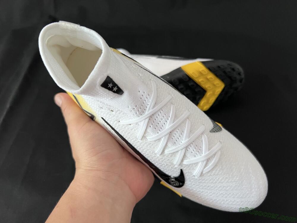 KM x Nike Air Zoom Mercurial Superfly 10 Elite TF Artificial Turf Soccer Shoes - White/Black/Yellow