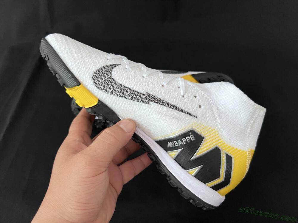 KM x Nike Air Zoom Mercurial Superfly 10 Elite TF Artificial Turf Soccer Shoes - White/Black/Yellow