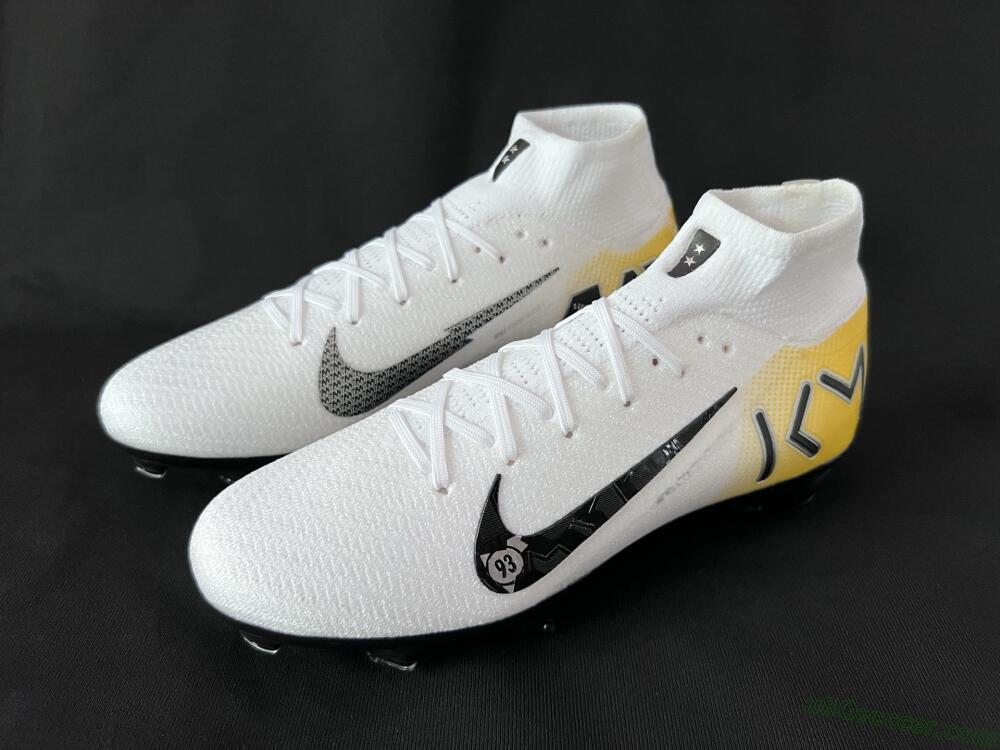 KM x Nike Air Zoom Mercurial Superfly 10 Elite FG Firm Ground Soccer Cleats - White/Black/Yellow
