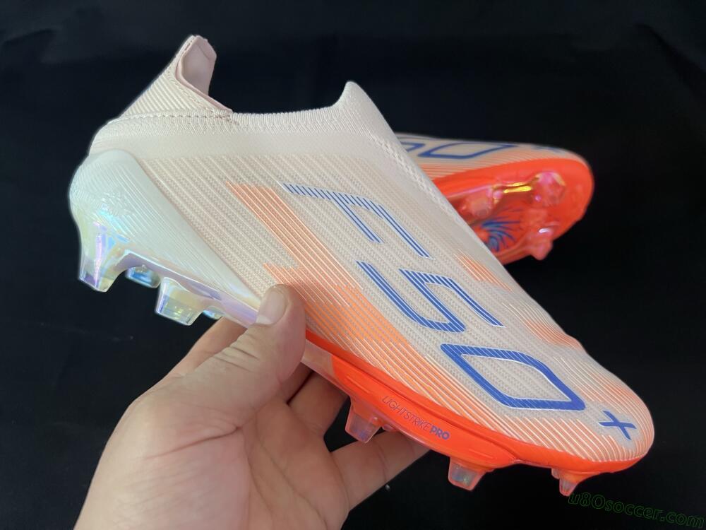 Adidas F50+ Elite Lightstrike Pro Laceless FG Firm Ground Soccer Cleats - Pink/Orange/White