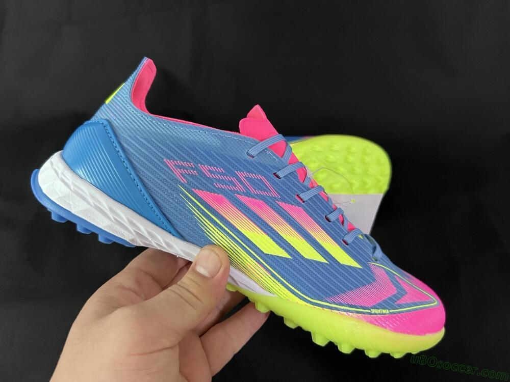 Adidas F50 Elite TF Artificial Turf Soccer Shoes - Blue/Pink/Yellow